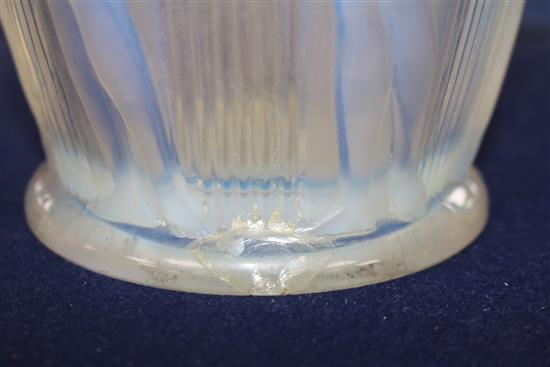 A R. Lalique Danaides opalescent glass vase, model no. 972, two filled chips to the foot, 18cm high